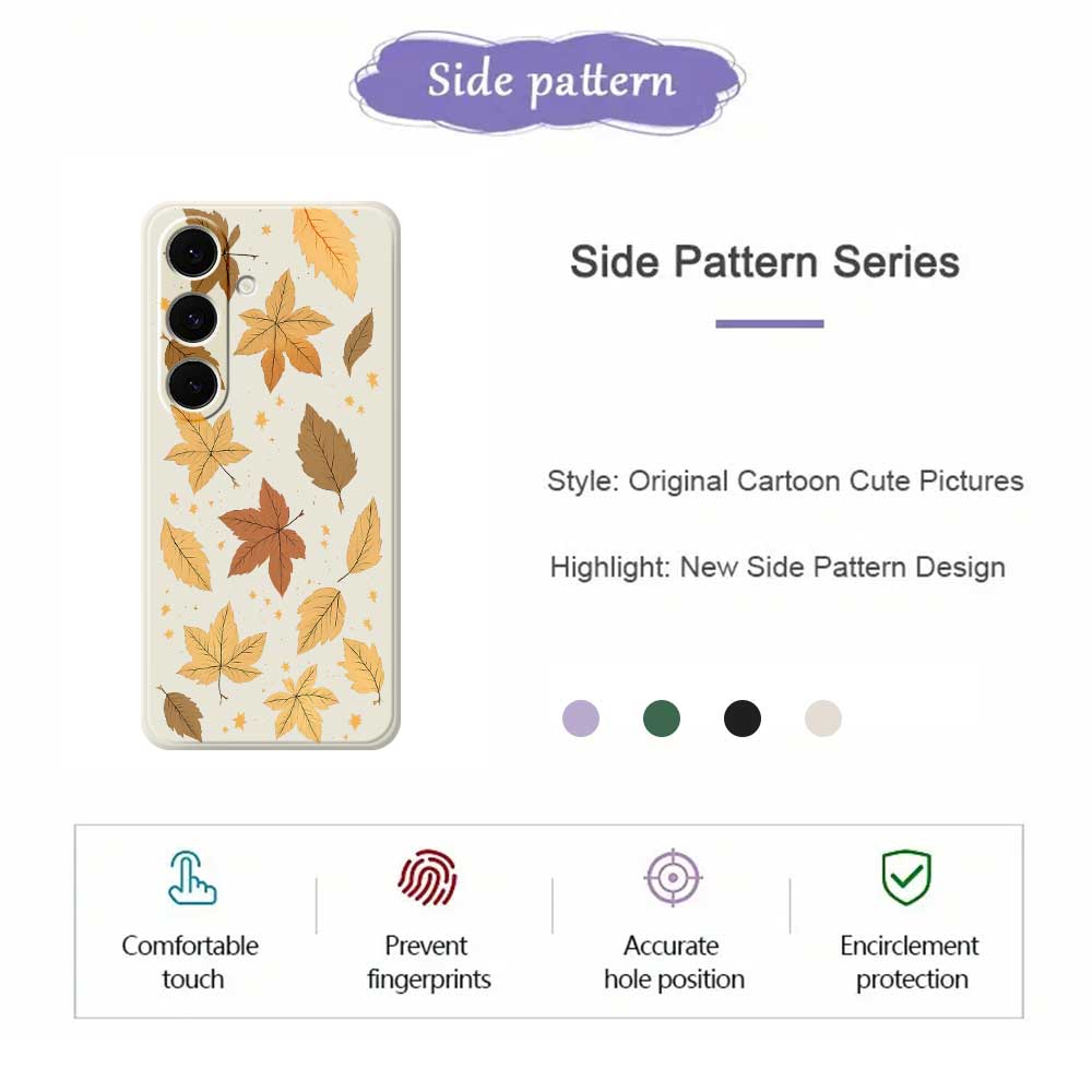 For Samsung Galaxy S25+ Case Maple Leaves Pattern Printing Straight Edge TPU Phone Back Cover