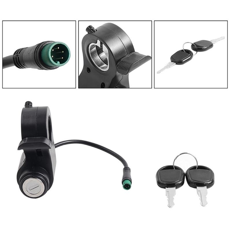 Сборка замка с управлением большим пальцем для ремонта электросамоката, Черная запасная часть с кабельным каналом и двумя ключами для ежедневного использования
