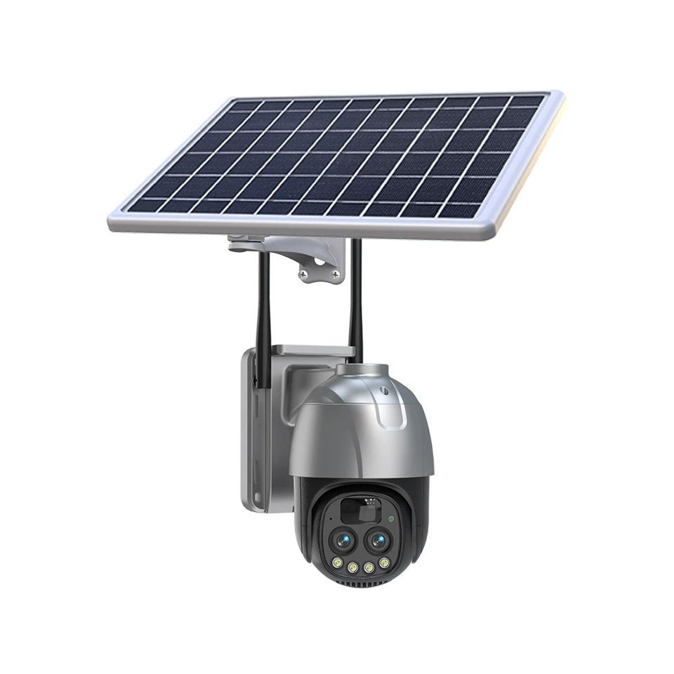 Cámara de seguridad solar exterior inalámbrica con visión nocturna y audio bidireccional impermeable