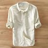 Designer Italy Style 100% Linen Long-sleeved Shirt Men  Casual 5 Colors Solid White Shirts For Men Top Camisa Chemise