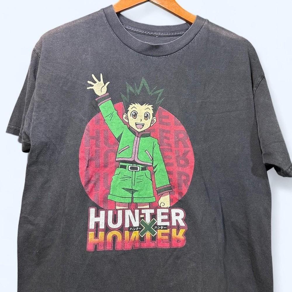 Черная футболка с коротким рукавом в винтажном стиле Аниме Hunter x Hunter KV35267
