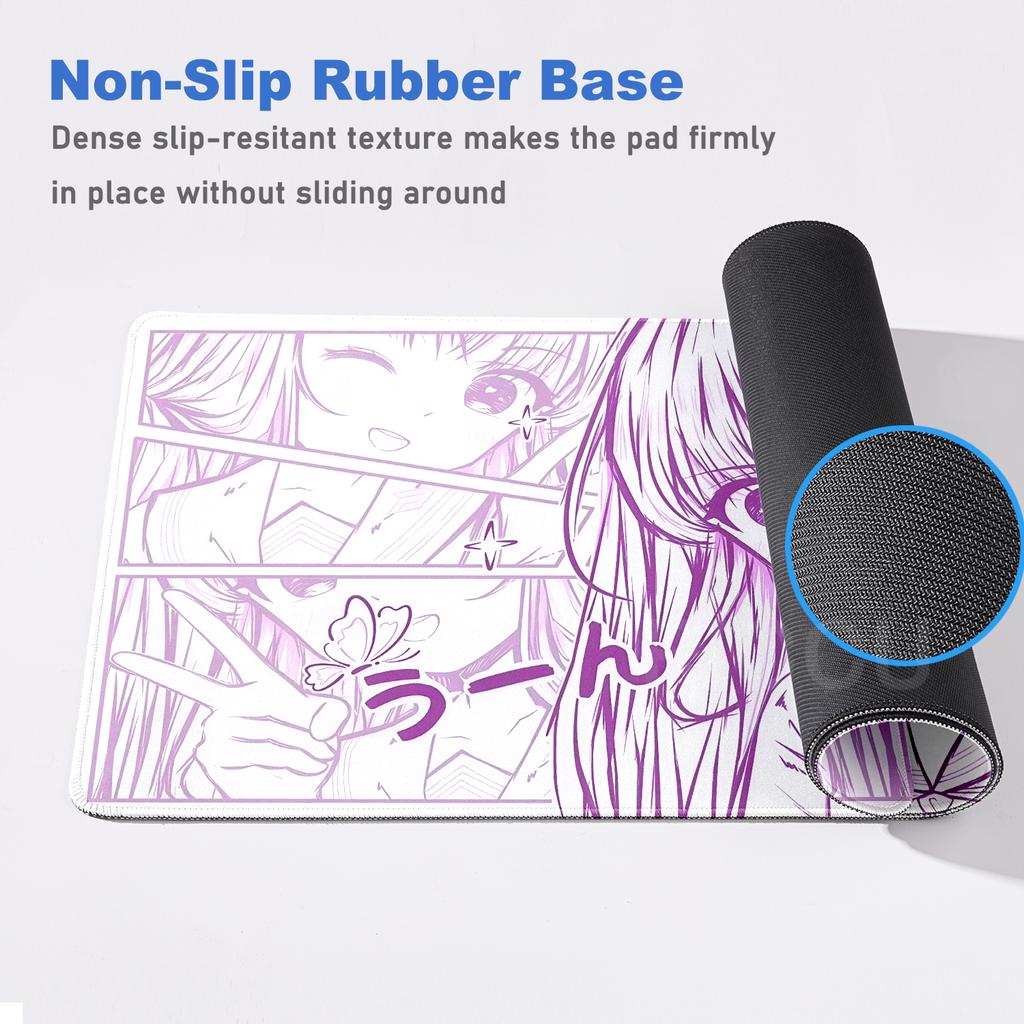 Large Size Anime Girl Mouse Pads Computer Mechanical Keyboard Carpet E-sports Gaming Office Aesthetics Stitched Edge Rubber Rugs