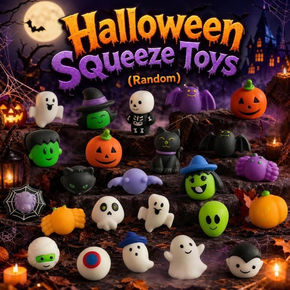24/36Pcs/Set Mini Halloween Squeeze Toys Set Random TPR Fidget Toy Set Office Desk Toy