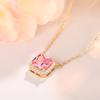Ожерелье с подвеской Huitan Square Shaped Pink Cubic Zirconie для женщин, помолвки, свадьбы, вечеринки, модное новое ожерелье, ювелирное изделие