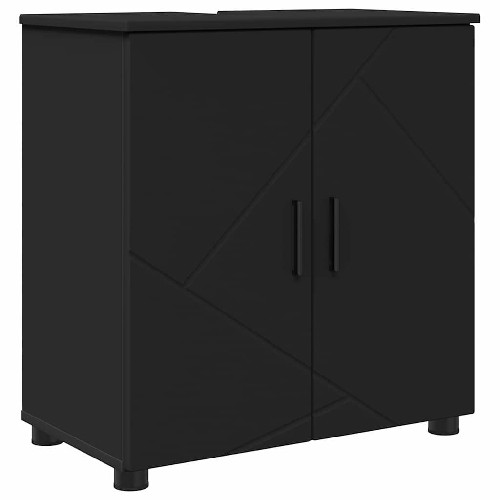 Bathroom Furniture Set 2 pcs Black Engineered Wood & Metal