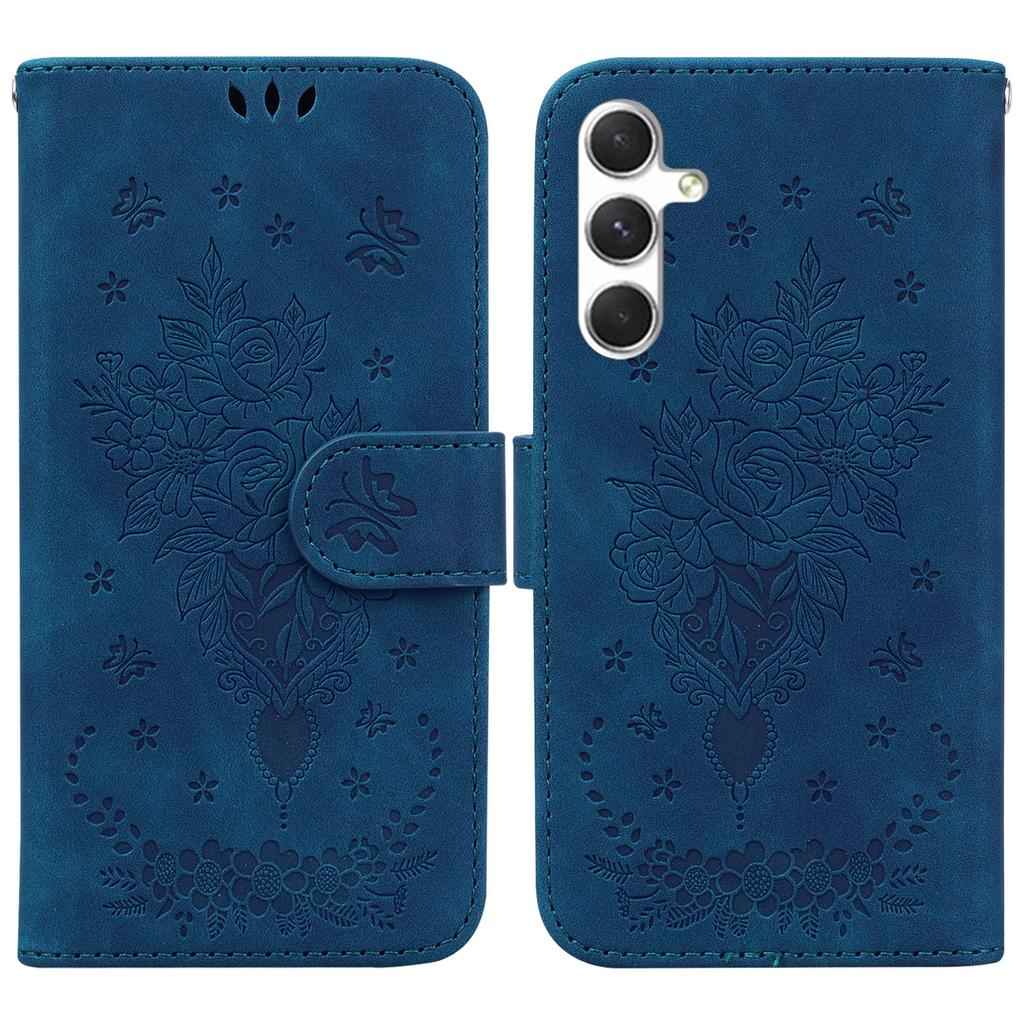 For Samsung Galaxy S25+ Case PU Leather Wallet Phone Cover Butterfly Flower Imprint