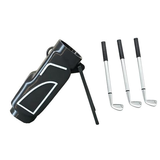 Golf Bag Pen Holder, 3D Printed Pencil Stand for Desk, Creative Golf Club Shape Organizer, Foldable Phone Stand for Office