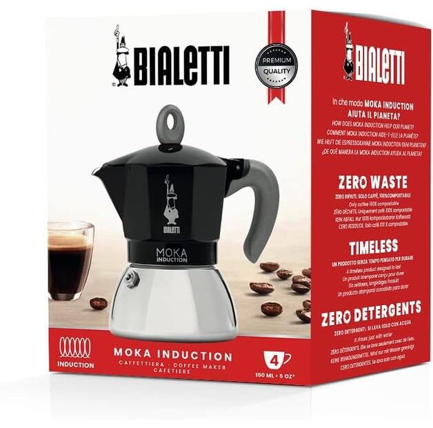 Кофеварка Bialetti Moka индукционный 4 чашки черный (0006934)