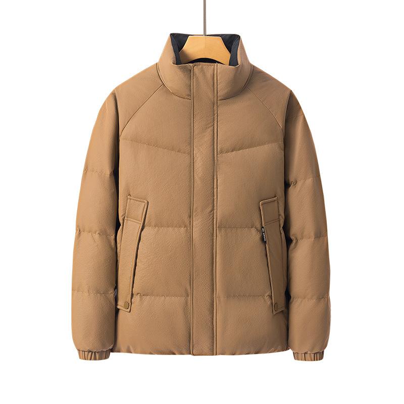 Пуховик мужской легкий и короткий зимний высококачественный воротник-стойка повседневная кожаная куртка утолщенная куртка