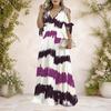 Women Plus Size Cold Shoulder V Neck Blue Printed Short Sleeve Tie Cuff A Line Long Dress
