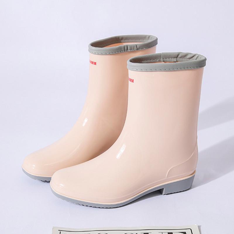До середины голени резиновые сапоги женские на платформе резиновые туфли модные уличные туфли без застежек дождевые сапоги женские водонепроницаемые рабочие ботинки женские