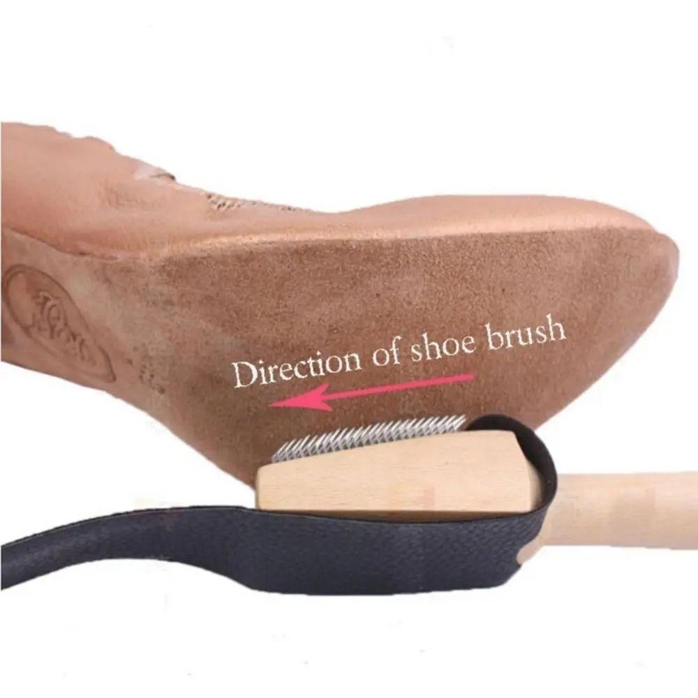With Protector Cover Suede Sole Wire Shoe Brush Wooden Dance Shoes Cleaning Brush Household