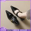 Pointed Mary Jane Shoes Thick Heel New Word with Shallow Mouth High Heels Women
