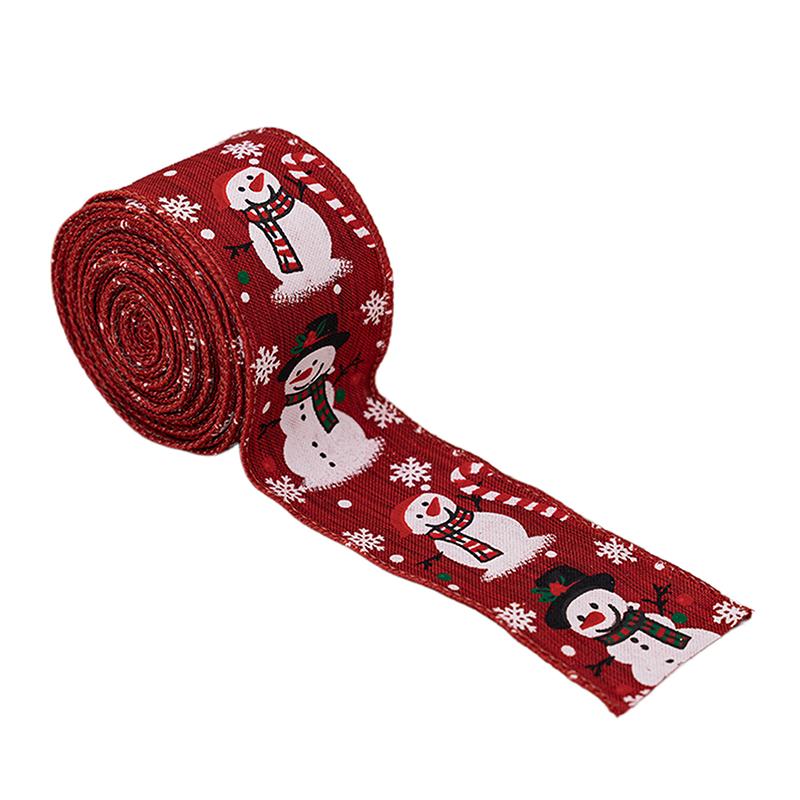 Рождественская лента Проволочная рождественская лента Лента со снеговиком Для рождественской елки Упаковка подарков Поделки Венок Гирлянда Бант Декор
