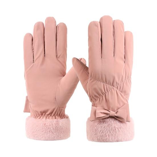 Женские водонепроницаемые лыжные перчатки, ветрозащитные, с флисовой подкладкой, термоперчатки с сенсорным экраном, зимние теплые перчатки с пушистыми манжетами для сноубординга, пеших прогулок, катания на снегоходах