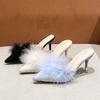 Chic Women's Slippers With Furry Details And Elegant Heels