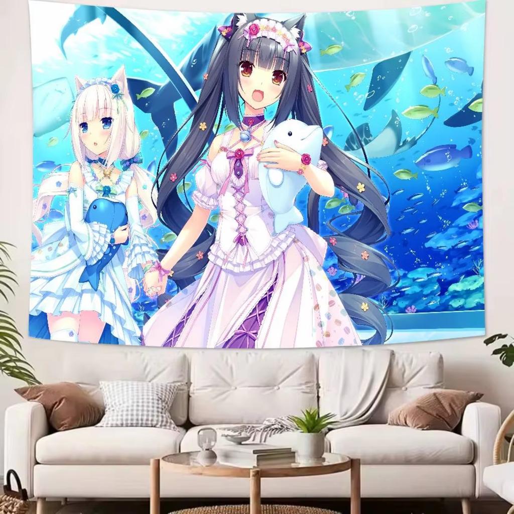 Кавайная ГОРЯЧАЯ Девушка Nekopara Гобелен Украшение Спальня Общежитие Фон Ткань Праздничный Дом Вечеринка Гостиная Клуб Гобелен
