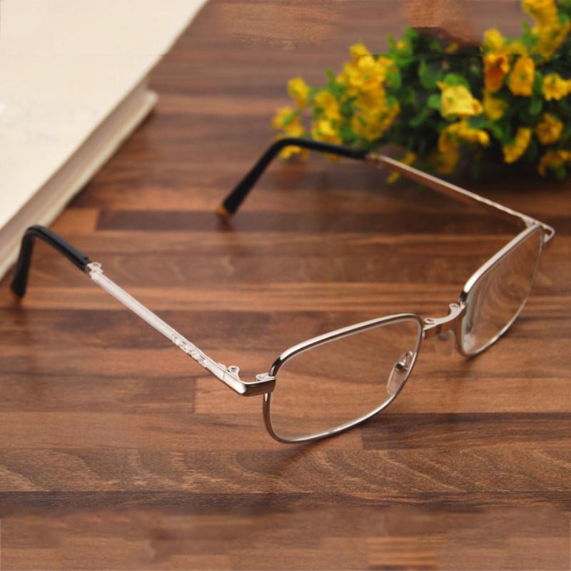 Reading Glasses Women Men Fold Portable Metal Frame Crystal Glass Square Vintage Anti-Scratch Ultralight Eyeglasses