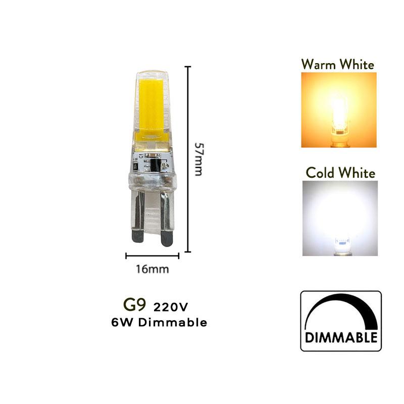 5 шт. светодиодных лампочек G4 G9 COB с регулируемой яркостью 12 В 220 В 3 Вт 6 Вт, заменяющих 40 Вт галогенную лампу накаливания для люстры, декоративное освещение