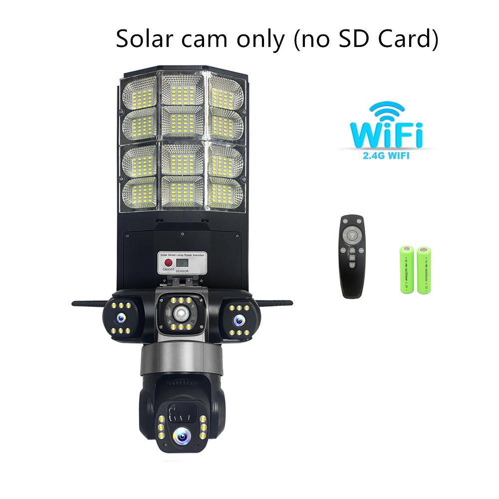 Solar 4G Street Light Camera, 10X Zoom, 3-Lens Recording, Humanoid Tracking, Outdoor Camera Lamp, Remote Control, Waterproof Design
