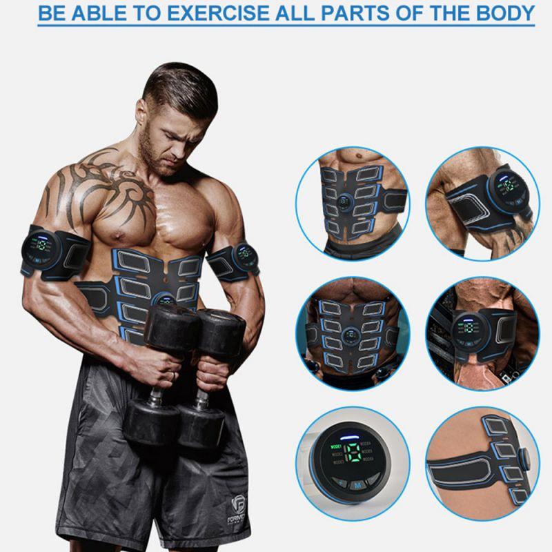 EMS Abdominal Muscle Stimulator Trainer 3 Controllers USB Rechargeable Tens Pulse Muscle Massage Fitness Training Device Weight Loss Body Slimming