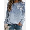 Women's Fashion Casual Loose Hoodie Round Neck 3D Flower Print Long Sleeved T-shirt Pullover Spring and Autumn Top