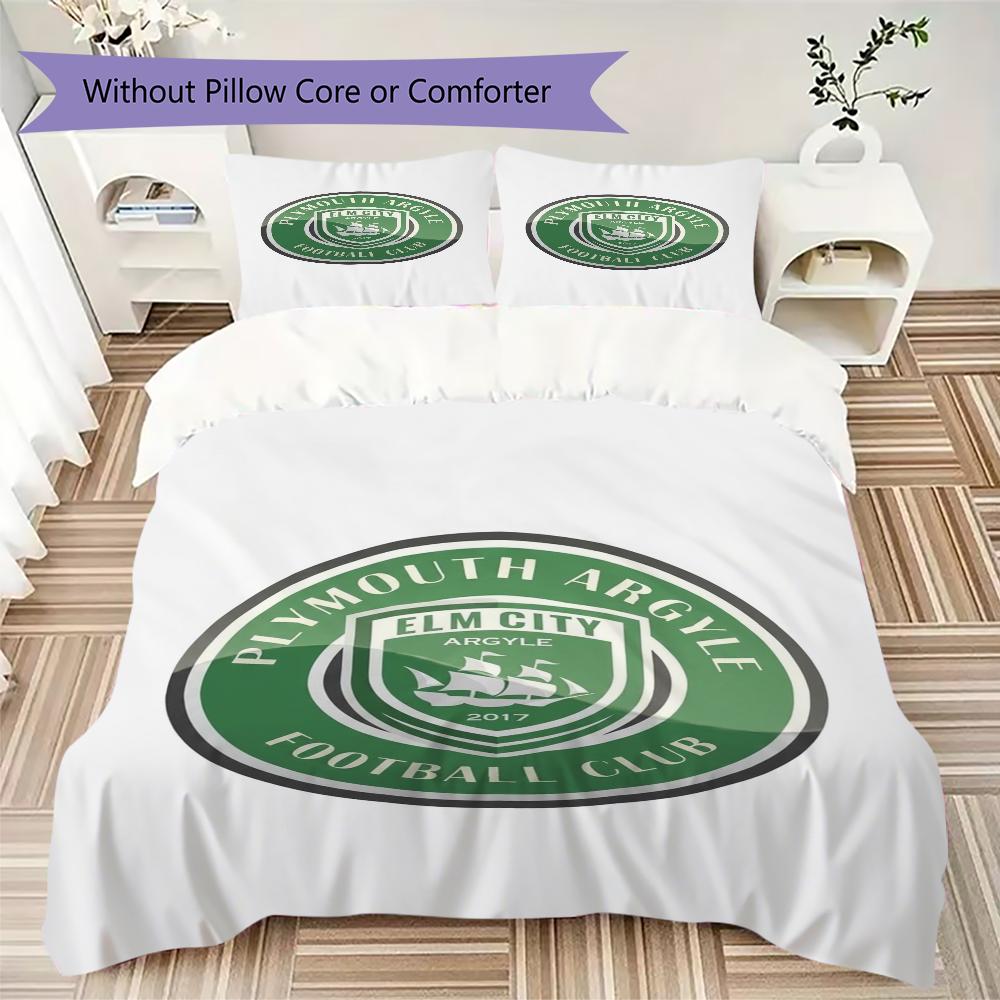 Plymouth Argyle PAFC Pattern Bedding uilt Set uilt Cover Pillowcase Home Decoration Birthday Gift (1 * duvet cover + 2 * pillowcase without core)