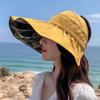 2025 Black Vinyl Wide Brim Open-Top Sun Hat with UV Protection and Heat Insulation