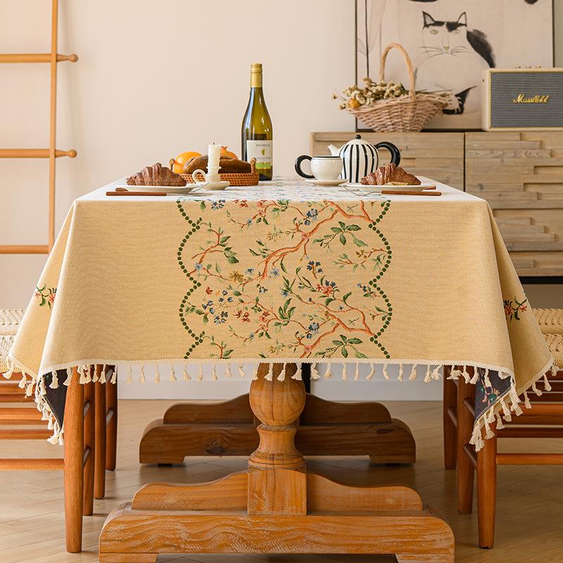 High-Grade Embroidery Pastoral Small Fresh Tablecloth Cotton And Linen French Pastoral Tablecloth High-Grade Light Luxury Household