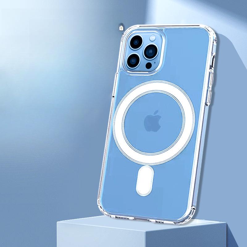 Подходит для Apple 16 Магнитный Прозрачный Чехол для Мобильного Телефона IPhone 13 Полная Защита от Падений XSMAX Прямой Край Подушка Безопасности Защитная Крышка