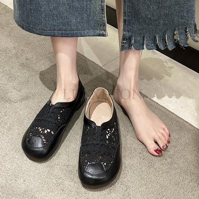 Туфли на плоской подошве повседневные кружевные женские хлопковые льняные белые летние ретро дышащие неглубокие туфли для ходьбы женские