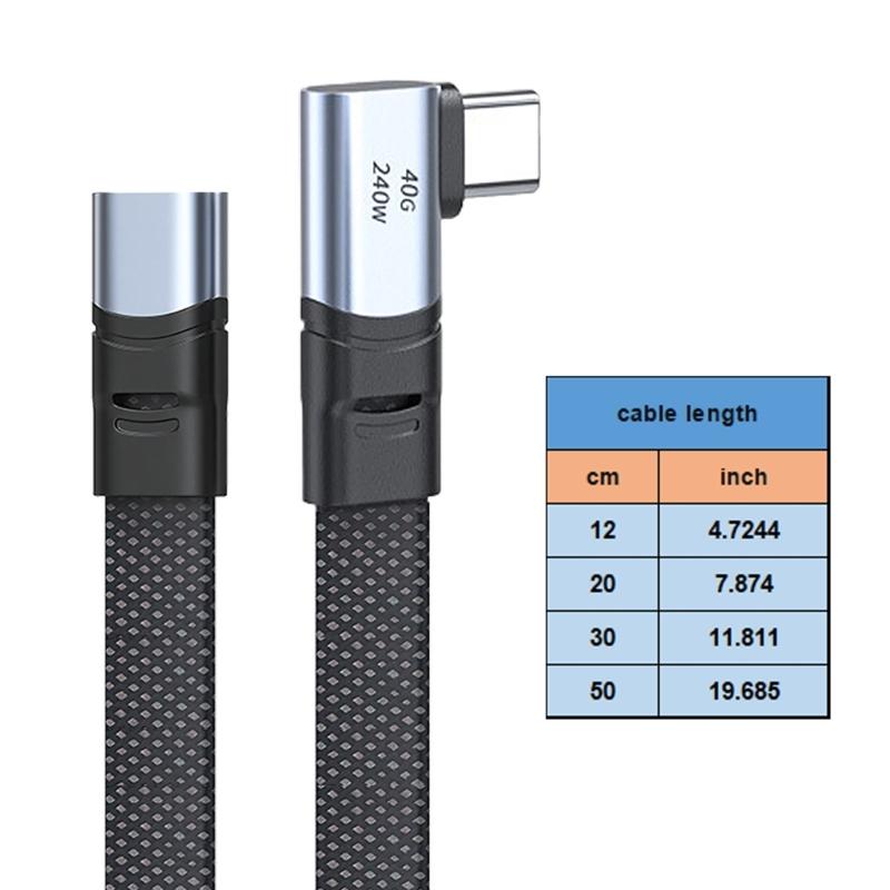 PD240W Кабель для быстрой зарядки USB C на Type C Кабель для быстрой зарядки Прямой угол 90 градусов Кабель для передачи данных