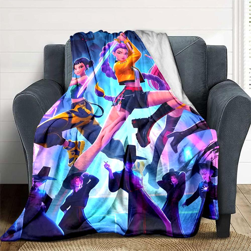 K?Pop Demon Hunters Show Cozy Blanket Ultra-Soft Perfect for Sofa Couch Office Bed Picnics Four Seasons Universal Modern Gift
