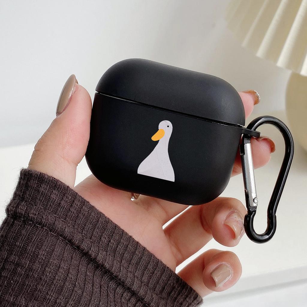 Мультяшная Утка Сомнения с Крючком для Airpod Pro 3 Pro2 Черный Защитный Чехол Силиконовый Чехол для Apple Airpods 2 1 Чехлы для Наушников