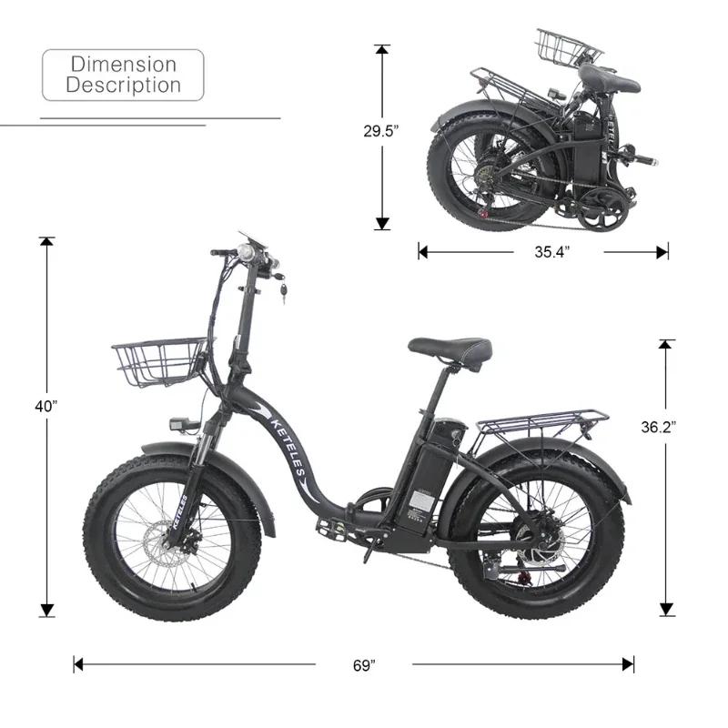 KETELES KF9 Electric Bike 1000W Dual Motor 48V35AH Lithium Battery Folding Adult Electric Bicycle 20*4.0-In Fat Tire Snow E-bike