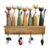 Colorful Cat Pattern Key Hanger Wooden Keychain Holder Useful Wall Key Holder  Porch Decoration