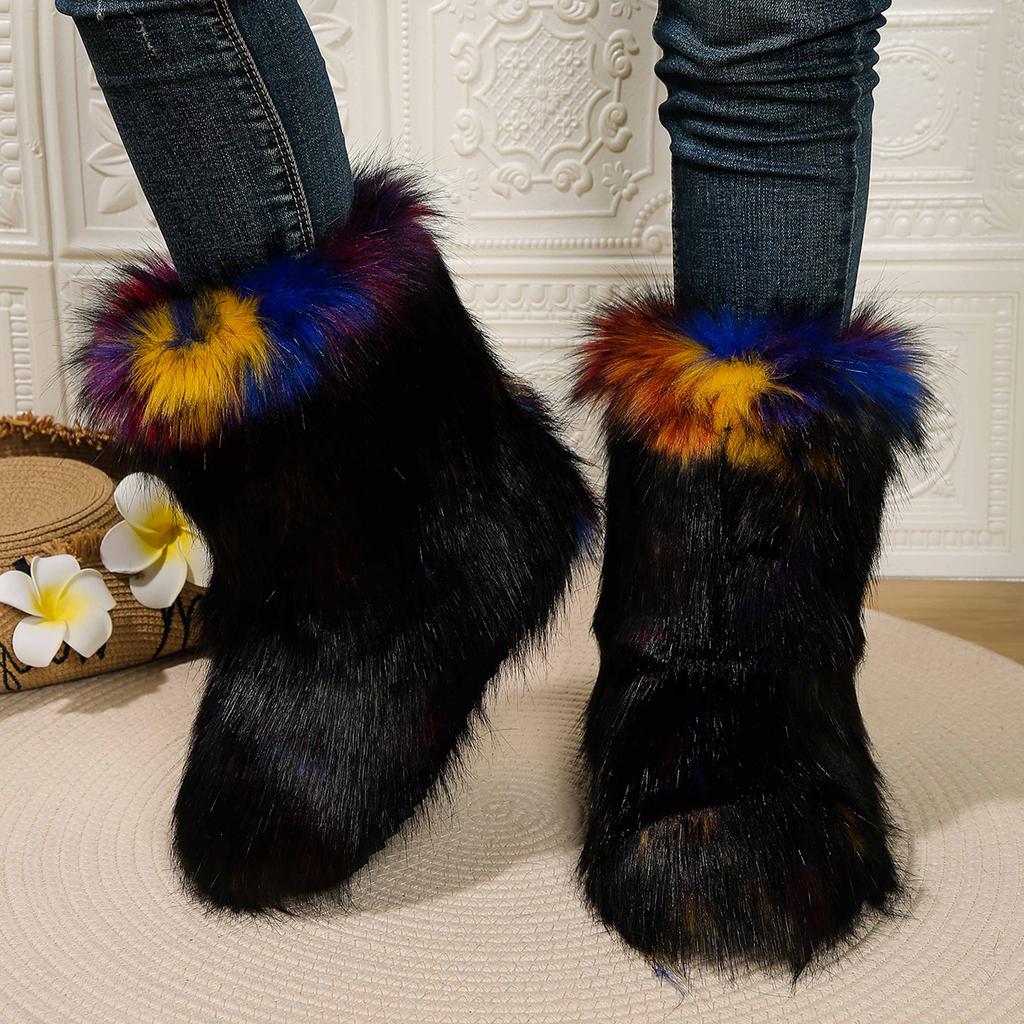 2024 Women's Winter Boots, Women's Fluffy Plush Warm Snow Boots, Luxury Shoes, Women's Fur Boots, 2024able Winter Shoes