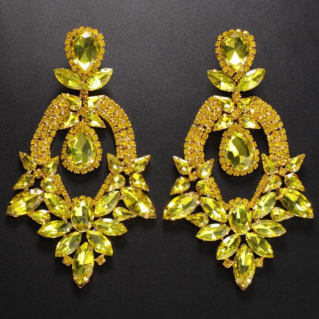 Stonefans желтые серьги-капли с кристаллами, роскошные ювелирные изделия для женщин, висячие серьги с преувеличенными стразами, аксессуары для ушей королевы