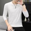 Весна Осень Мужская футболка с длинным рукавом Базовая рубашка Полосатая рубашка поло с круглым вырезом Повседневная мужская