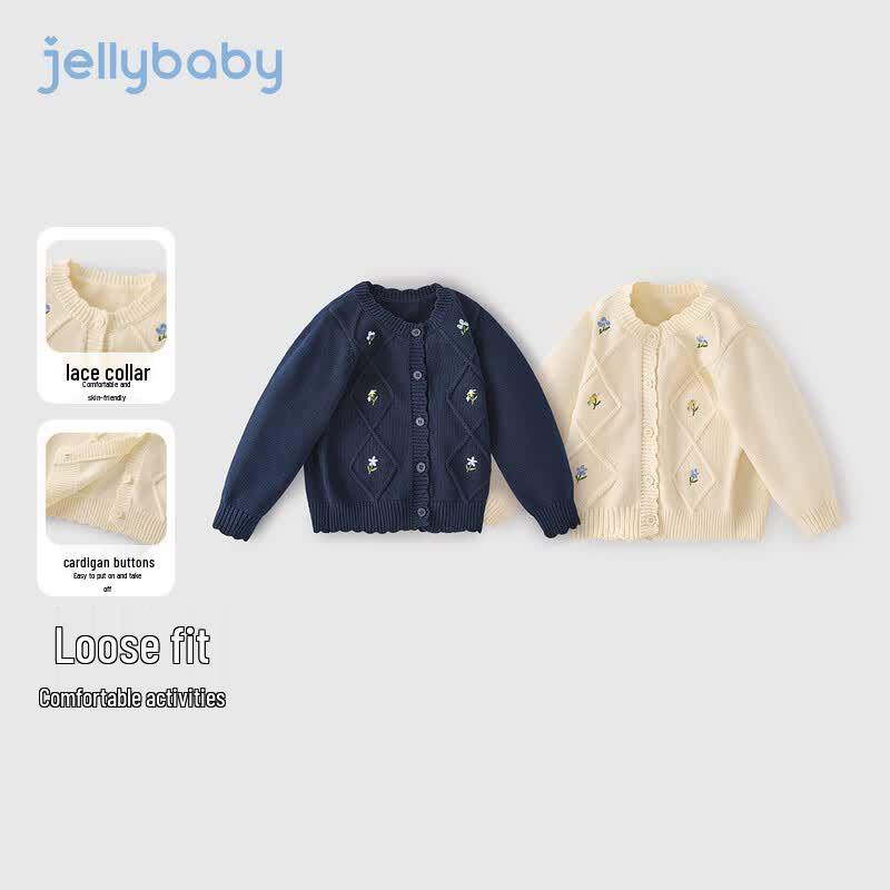 JELLYBABY French-Style Girls' Cotton Cardigan