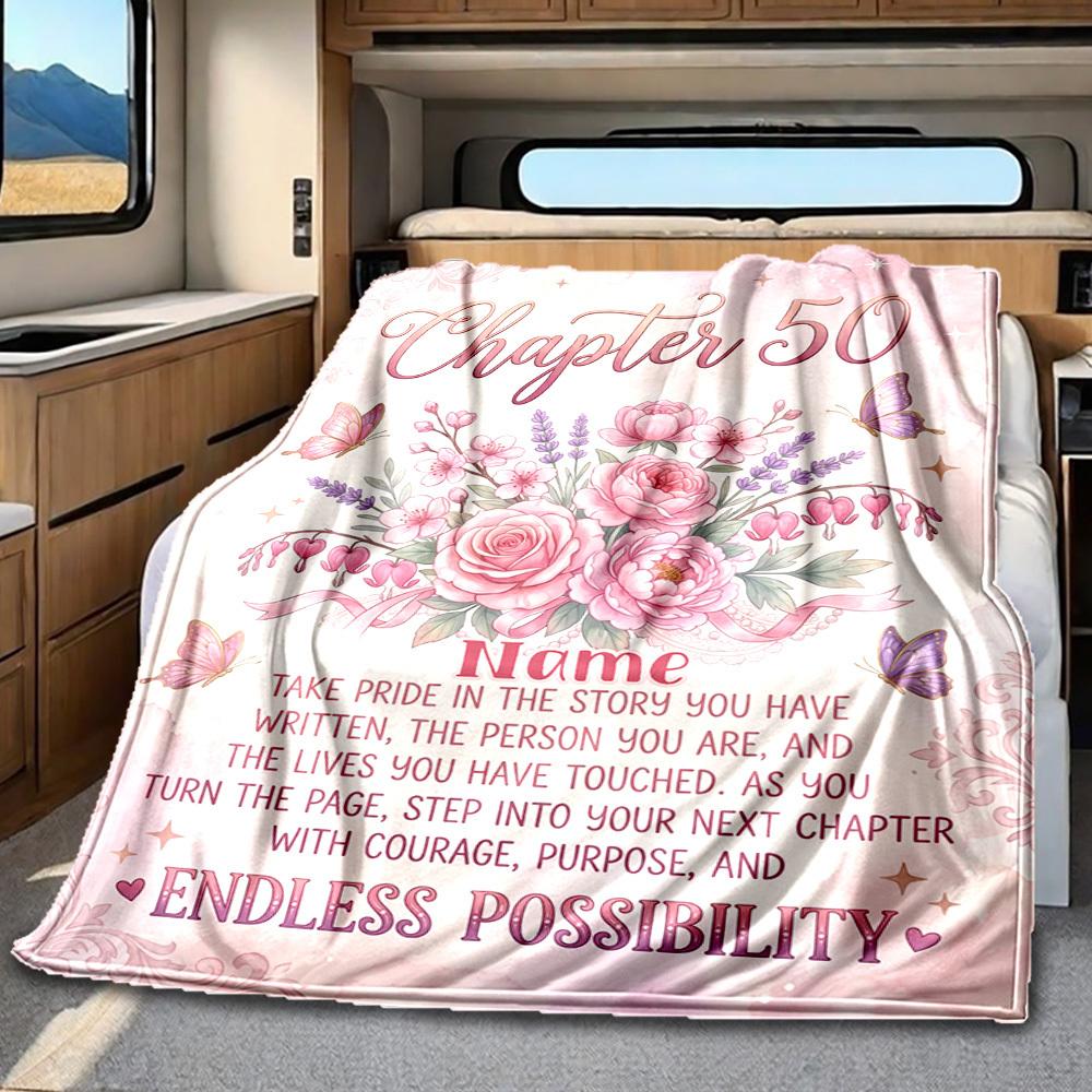 Happy 50Th Birthday Customizable Blanket Customize Text Comfortable Suitable For Picnics Outdoor Travel And Camping Sofa Office For All Occasions