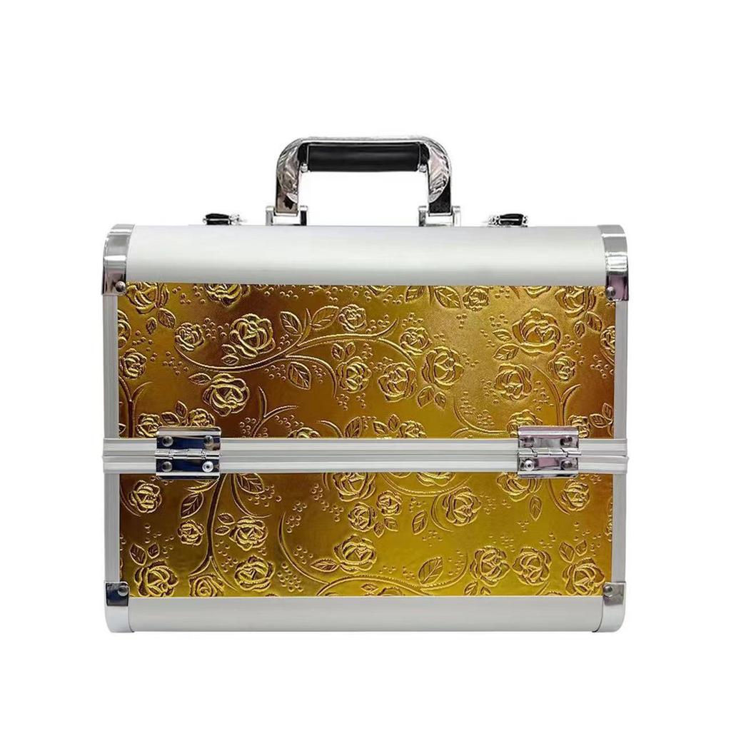 Алюминиевый ящик для косметики и инструментов для дизайна ногтей, татуировок и наращивания ресниц - двойной, открытый, студенческий ящик для хранения