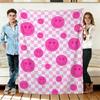 Pink Smiley Face Checkered Flannel Blanket Soft Cozy Throws Napping Travel Use