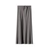 Summer Fall Women's Drawstring Hip Sheath Dress Elegant Silk Satin High Waist Floor-length Skirt Elastic Ankle Length Line A