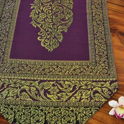 Фиолетовая скамейка с золотыми помпонами 23х200см - Изготовлена из искусственного тайского шелка