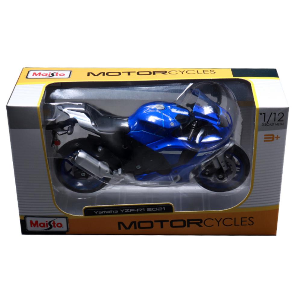 Майсто 1:Модель мотоцикла Yamaha YZF-R1 2021 в масштабе 1:12, синяя