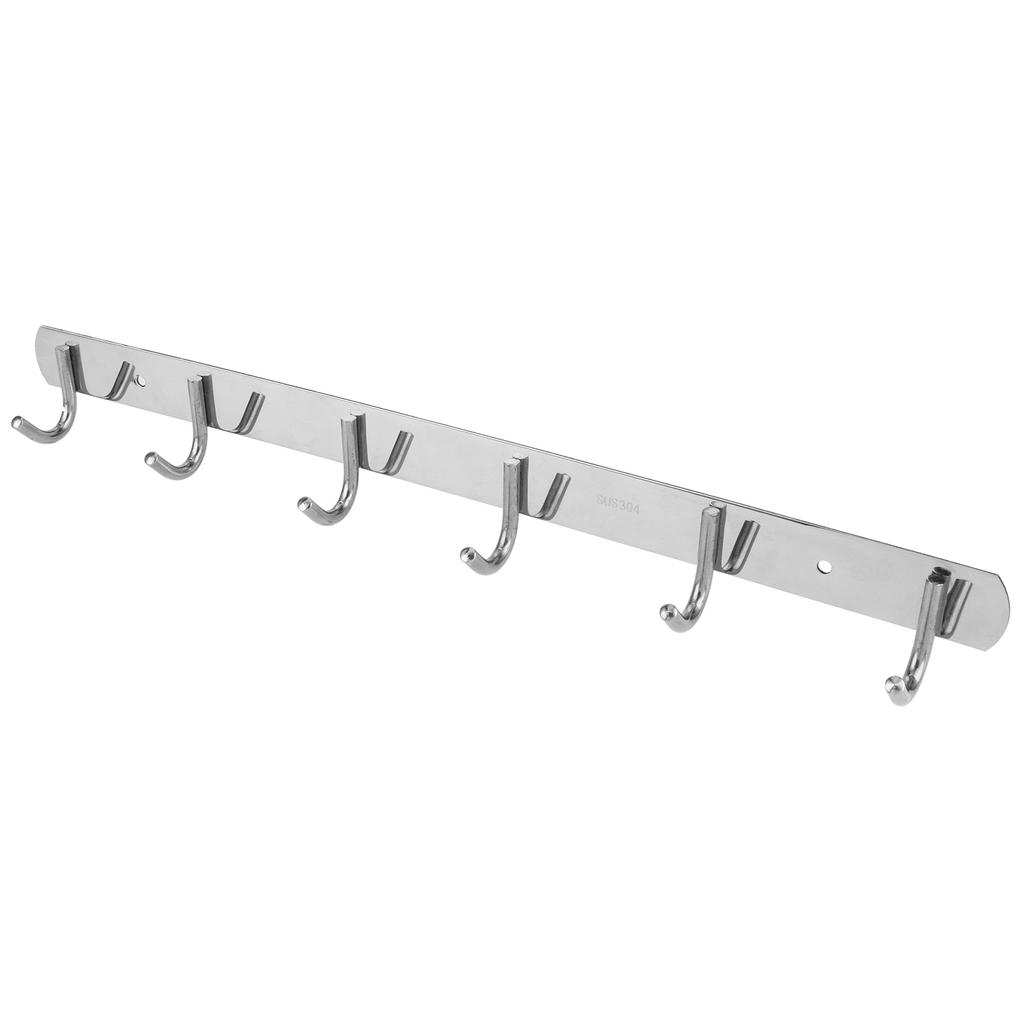 6 Hooks Bathroom Towel Hanger Kitchen Stainless Steel Hook Frame Storage Rack Organizer