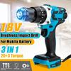 Brushless Electric Hammer Drill Electric Screwdriver 13mm 20+3 Torque Cordless Impact Drill for 18V Makita Battery 3in1