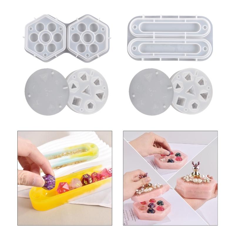 Формы для литья из смолы для многогранных игровых кубиков соStorage Box для DIY настольных игр