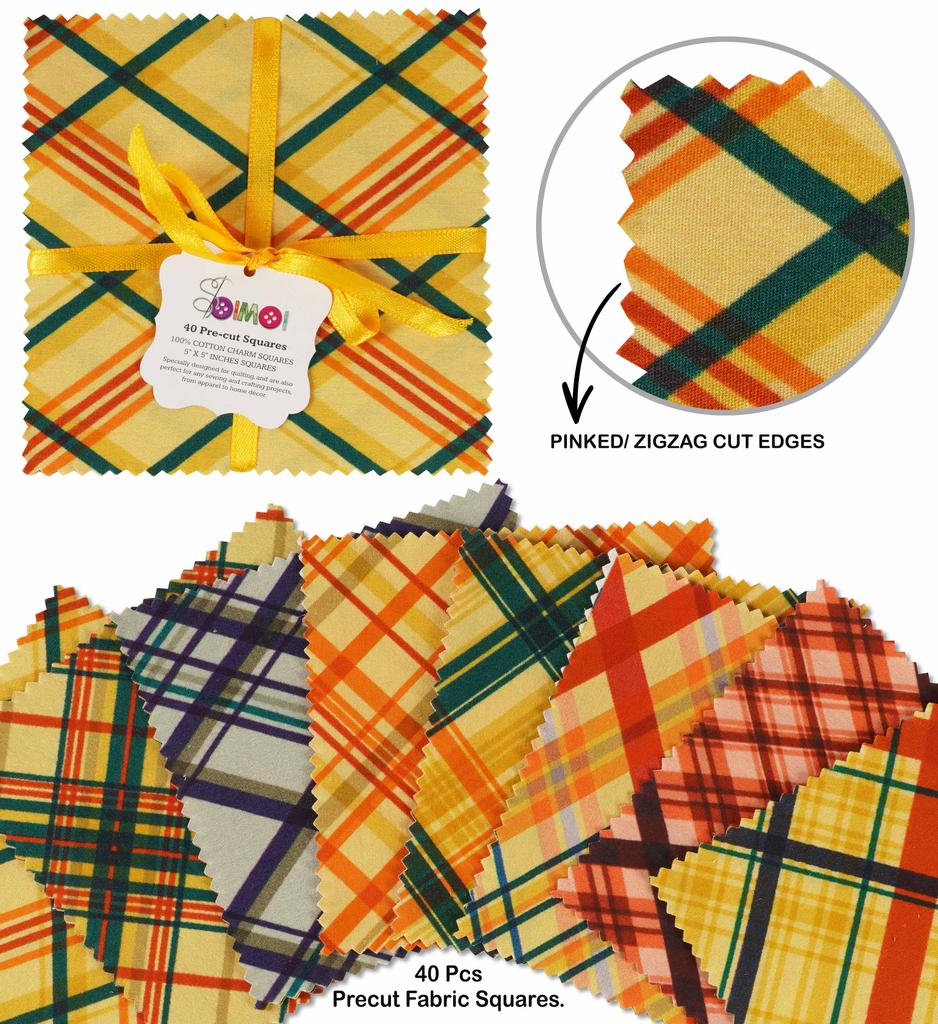 Soimoi Предварительно вырезанная 5-дюймовая хлопчатобумажная ткань с клетчатым принтом и квадратами для квилтинга с подвесками DIY Лоскутное шитье Ремесло-